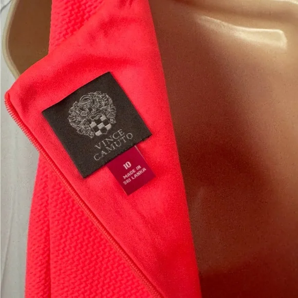 Vince Camuto Neon Pink Dress with Gold Detailing - Picture 2 of 8